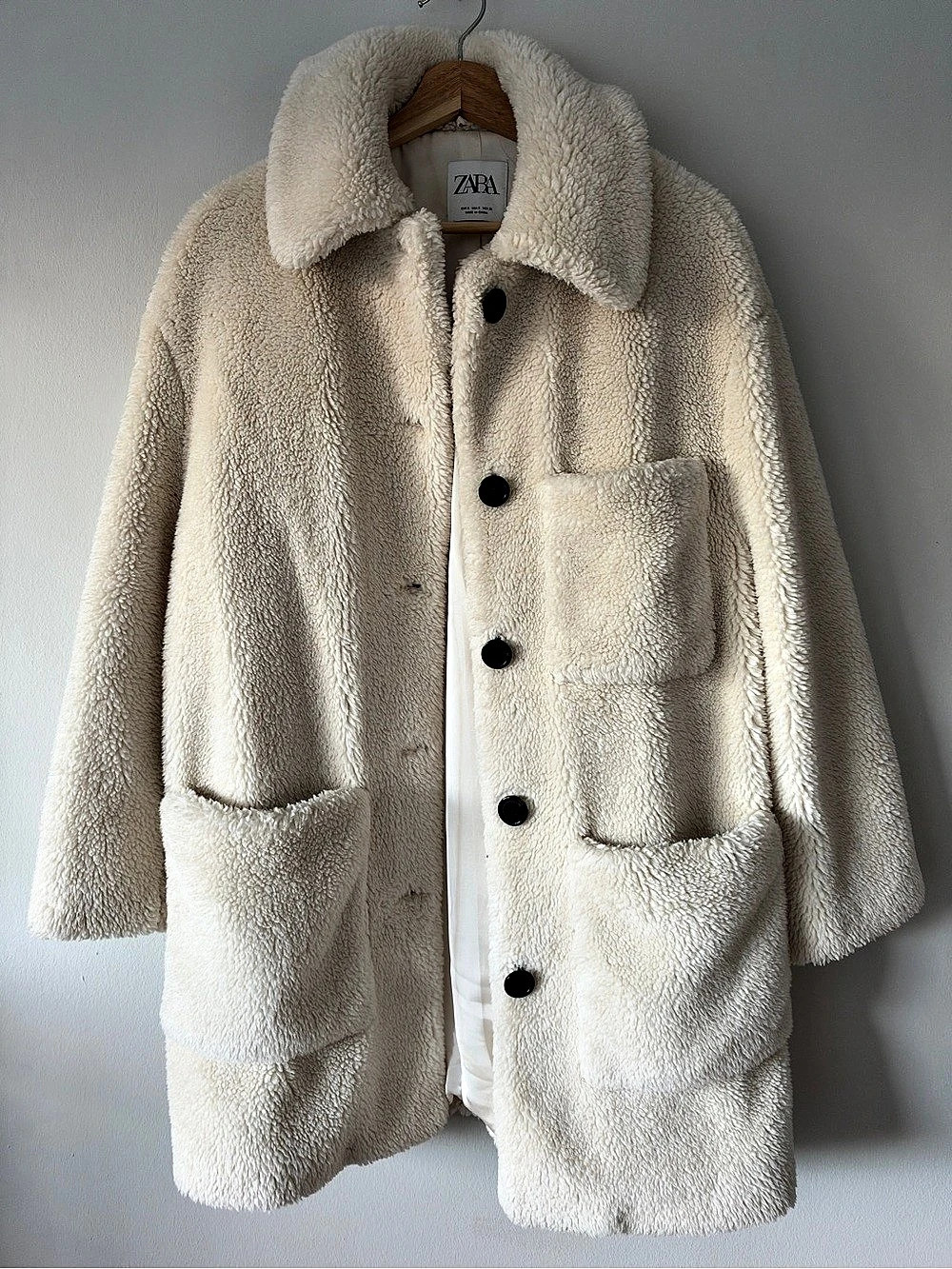 ZARA Teddy Coat in Cream Like New